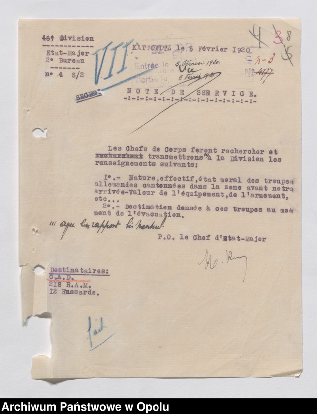 Obraz 11 z jednostki "Renseignements /Biuletyny wywiadowcze/"