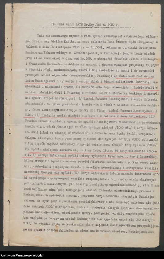 Obraz 4 z jednostki "Michał Tadeusz Radziejowski i S-ka- handel win i wódek z Zelowie"