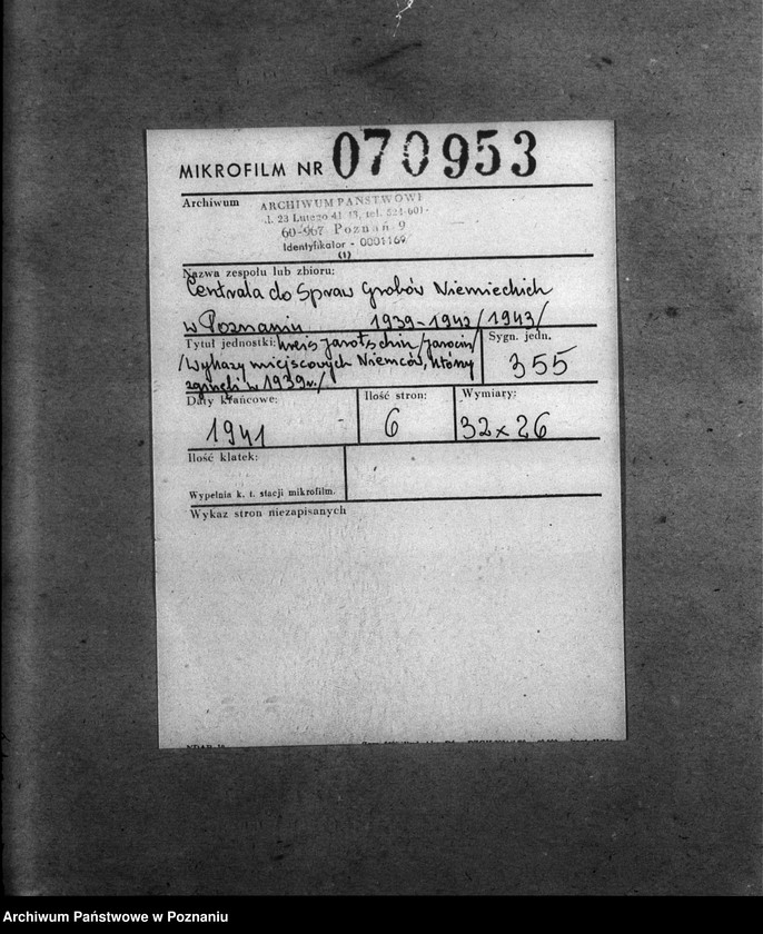 Obraz 2 z jednostki "Kreis Jarotschin (Jarocin). Wykazy miejscowych Niemców, którzy zginęli w 1939 roku."