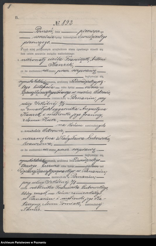 Obraz 10 z jednostki "Księga miejscowa małżeństw tom IV [Rejestr główny małżeństw]"