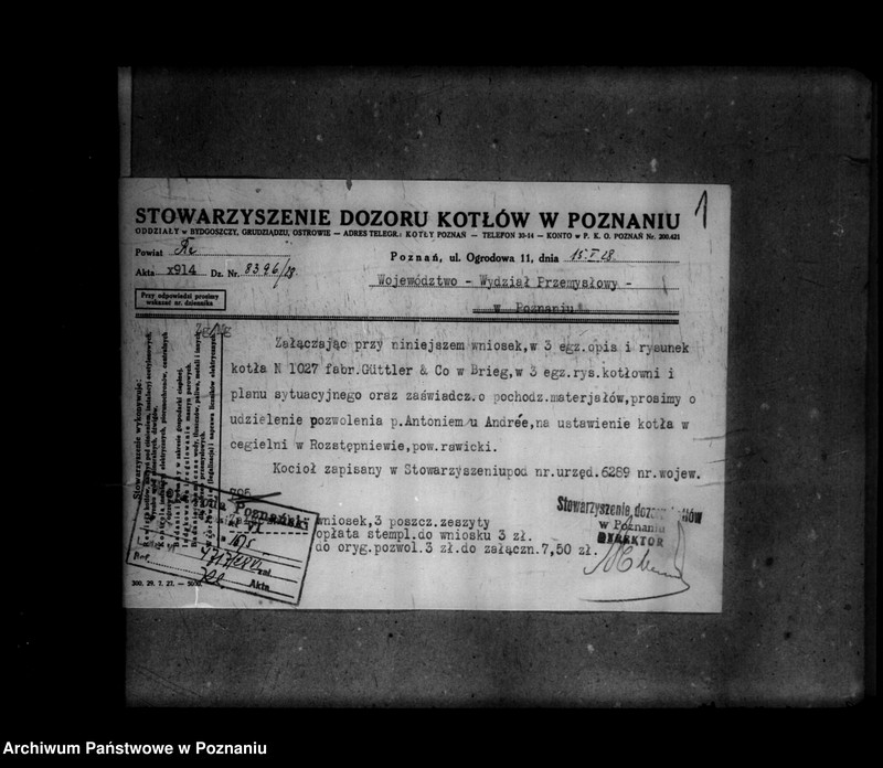 image.from.unit.number "Cegielnia parowa w Rostępniewie powiat rawicki A. Andrea nr woj. kotła 795"