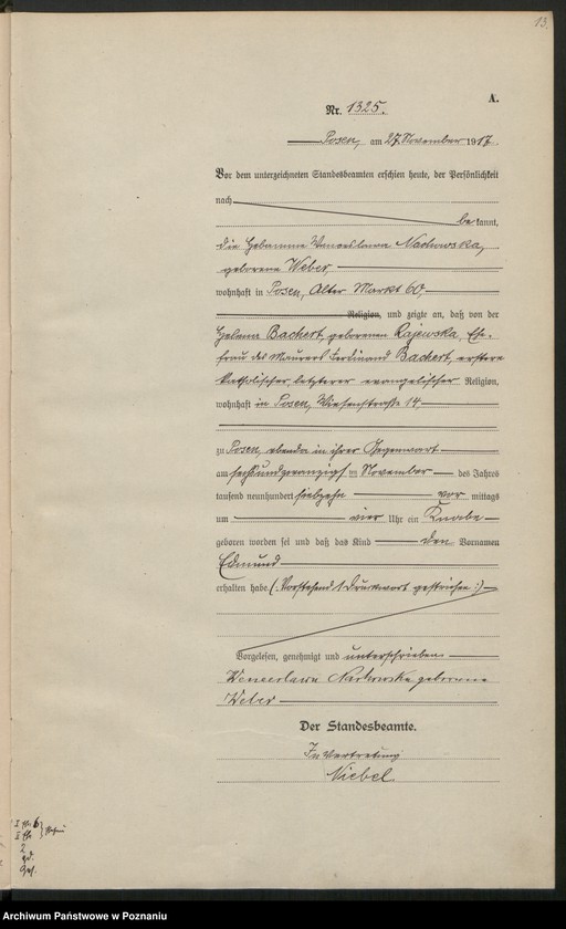 Obraz 15 z jednostki "Księga miejscowa urodzeń tom IV [Rejestr główny urodzeń]"