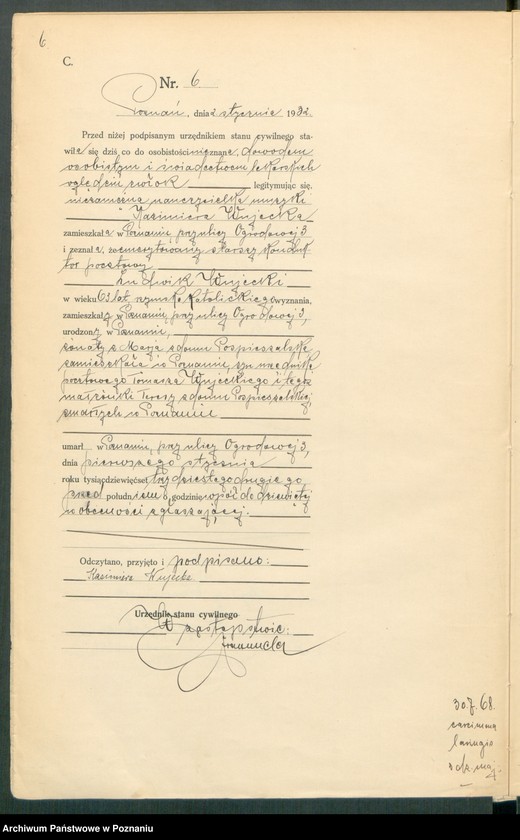 Obraz 8 z jednostki "Księga miejscowa zgonów tom I [Rejestr główny zgonów]"