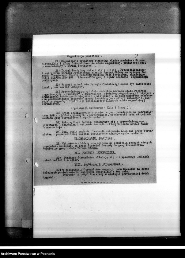 Obraz 6 z jednostki "Statut, instrukcje, regulaminy Stronnictwa Narodowego, okólniki i regulaminy Zarządu Grodzkiego oraz protokoły z zebrań kół - Zarys organizacji kierownictwa Koła Stronnictwa Narodowego sprawozdania z działalności"