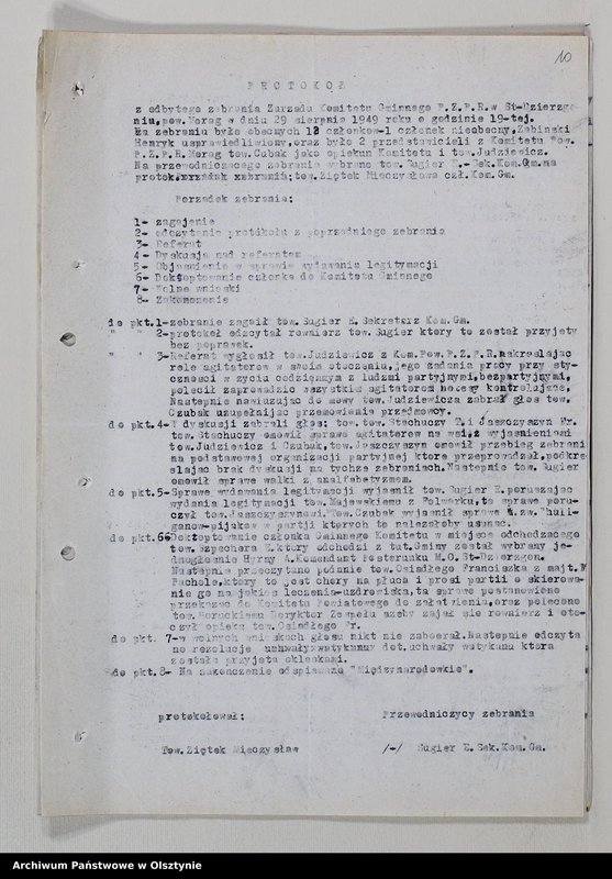 image.from.unit.number "Protokoły zebrań wyborczych /1951/, posiedzeń plenarnych, narad aktywu partyjnego, plany pracy, sprawozdania /1949-1954/ Komitetu Gminnego PZPR"