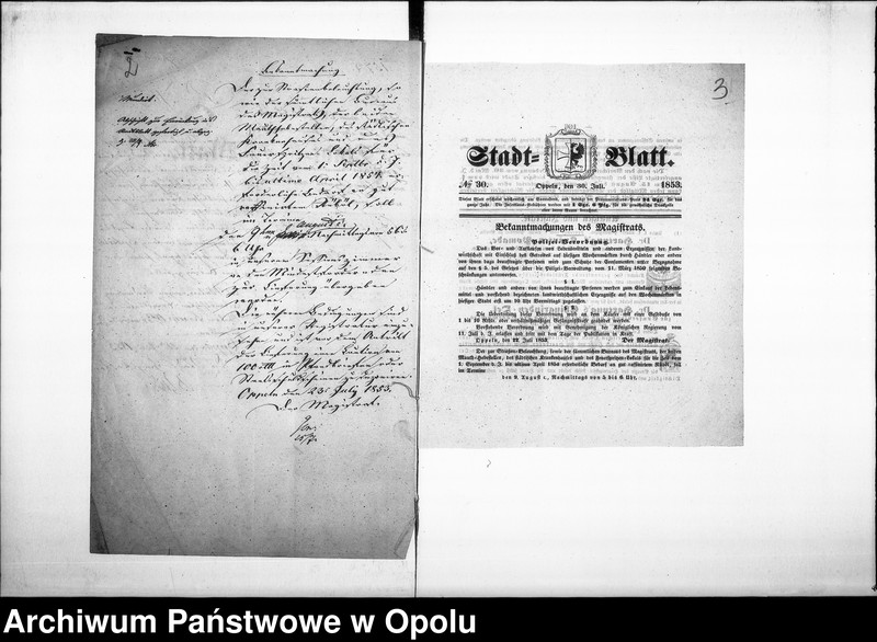 Obraz 6 z jednostki "Acta des Magistrats zu Oppeln betreffend: die Strassen-Beleuchtung und Verdingung der Oellieferung. de Anno 1853"