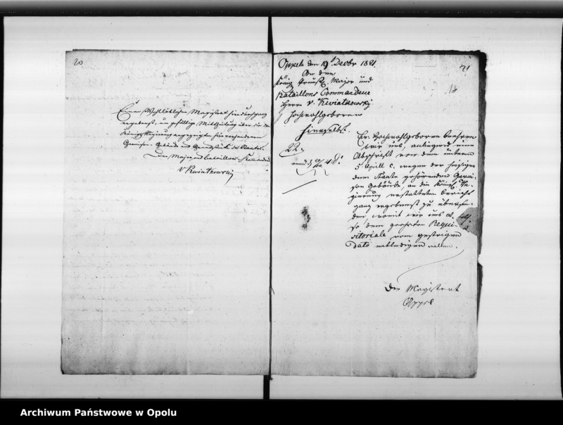 Obraz 16 z jednostki "Acta die bei der Stadt Oppeln dem Staate gehörenden [Garnisongebäude] so wie die Verwei[...] und die Miethe für die Hauptwacht Vol. I de anno 1821"
