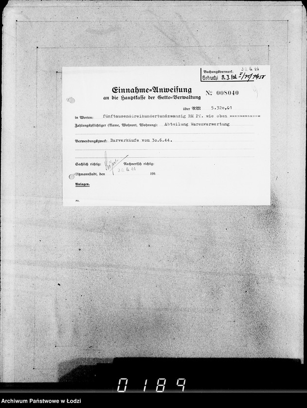 Obraz 8 z jednostki "26 Kassenbelege nr 62/7084- 7850"