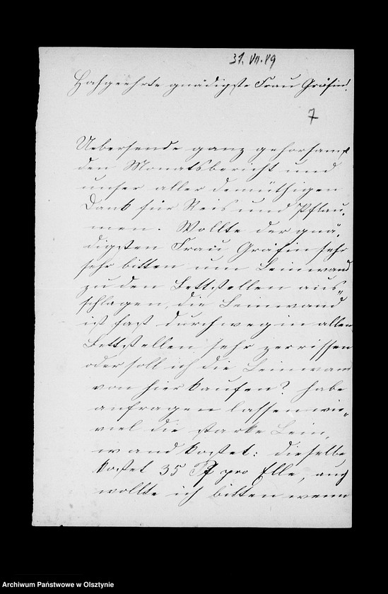 image.from.unit.number "/Monatsberichte der Weisenmutter Louise Fischer u. ihrer Tochter in Drengfurth- Vorstadt an Anna Gfin Lehndorff geb. Hahn/"