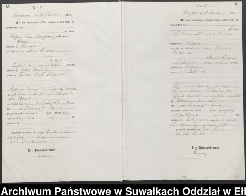 image.from.unit.number "Sterbe-Haupt-Register des Königlichen Preussischen Standes-Amtes Belzonzen Kreis Johannisburg"