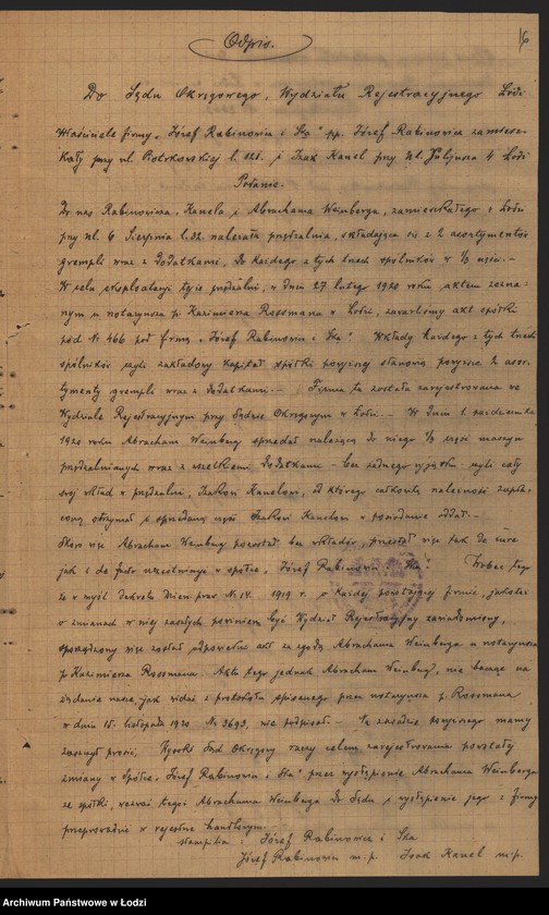 Obraz 18 z jednostki "„Józef Rabinowicz i s-ka” – wyrób i sprzedaż przędzy"