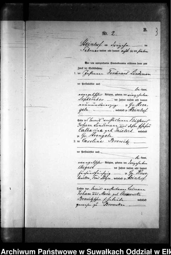 image.from.unit.number "Heiraths-Neben-Register des Preussischen Standes-Amtes Gr. Strengeln Kreis Angerburg"