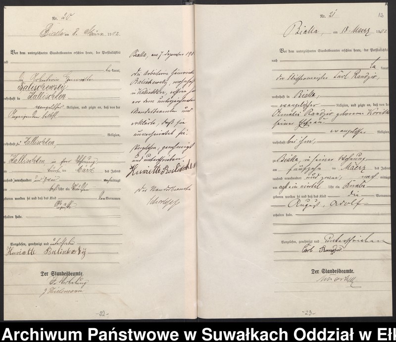 image.from.unit.number "Geburts-Haupt-Register des Königlichen Preussischen Standes-Amtes Bialla Kreis Johannisburg"