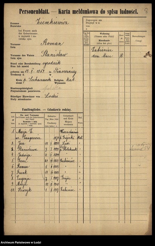 image.from.unit.number "[Spis ludności Łodzi] Ziemkiewicz - Zilberband"