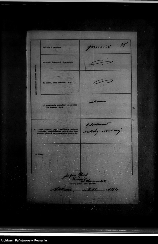 Obraz 20 z jednostki "Zatwierdzenie zakładu przemysłowego /śrutownika/ J. Schultza we Wrześni"