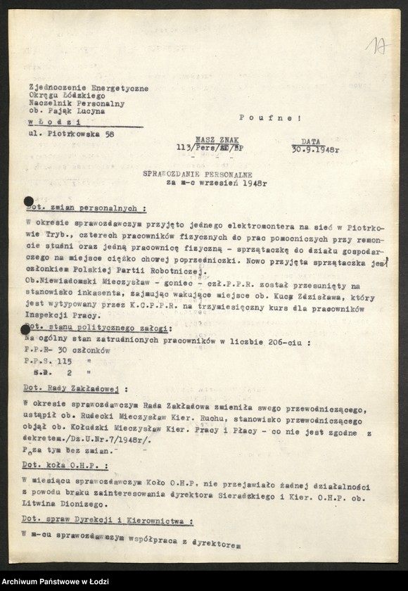 Obraz 18 z jednostki "Przemysł Metalowy - sprawozdania kierowników personalnych"