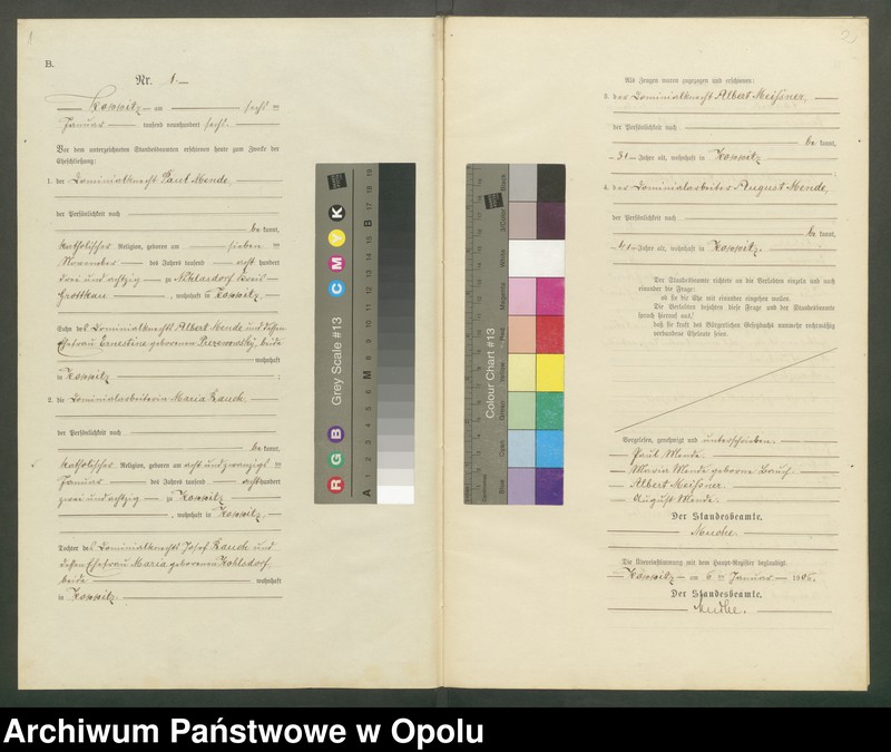 Obraz 3 z jednostki "Heiraths-Neben-Register Standesamts Koppitz pro 1906"
