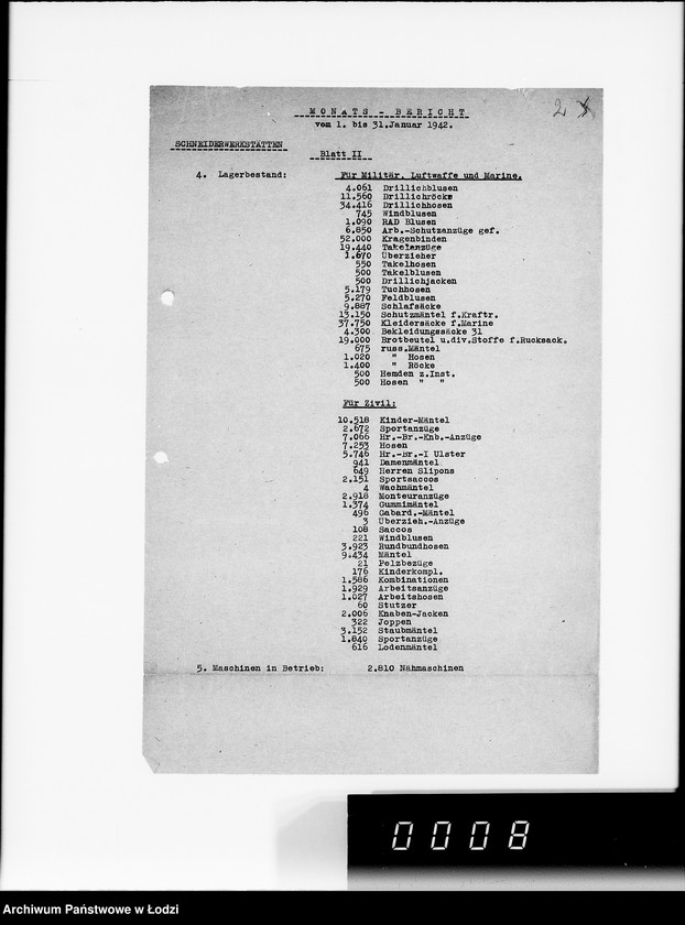 Obraz 6 z jednostki "Organisations im Getto. [Sprawozdania z działalności resortów i wydziałów administracji gettowej; produkcja, ruch ludności, sprawy policyjne]"