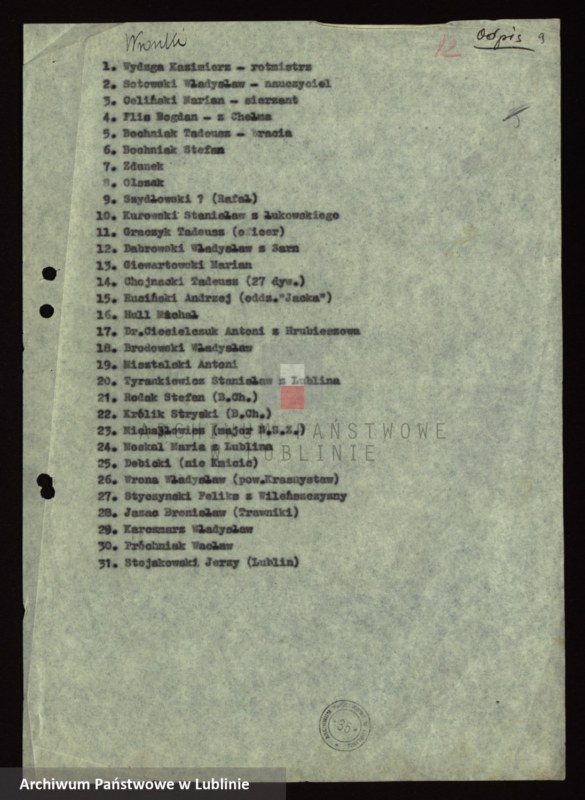 image.from.unit.number "[Wykazy aresztowanych członków Armii Krajowej przetrzymywanych w więzieniach w Biłgoraju, Wronkach i innych na terenie kraju oraz w ZSRR]"