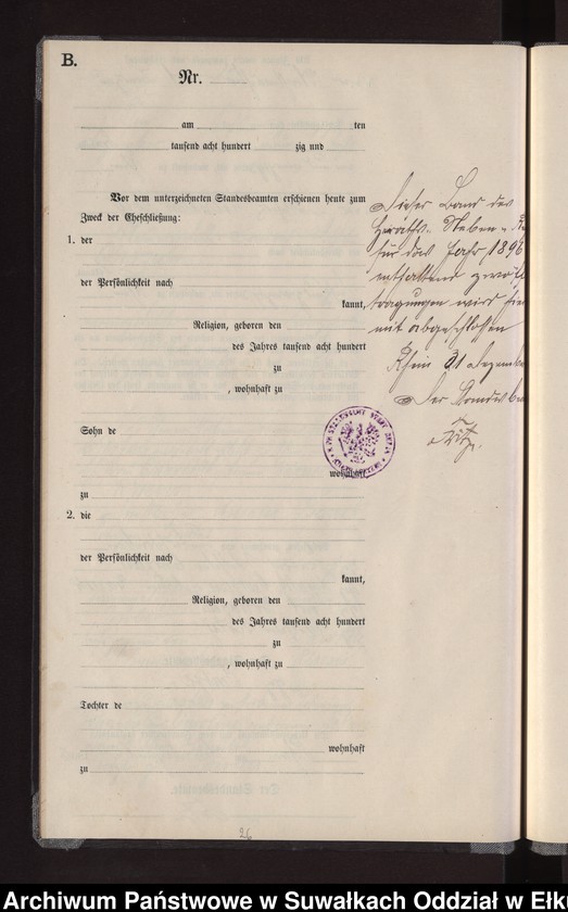 image.from.unit.number "Heiraths-Neben-Register des Preussischen Standes-Amtes Rhein Kreis Loetzen"