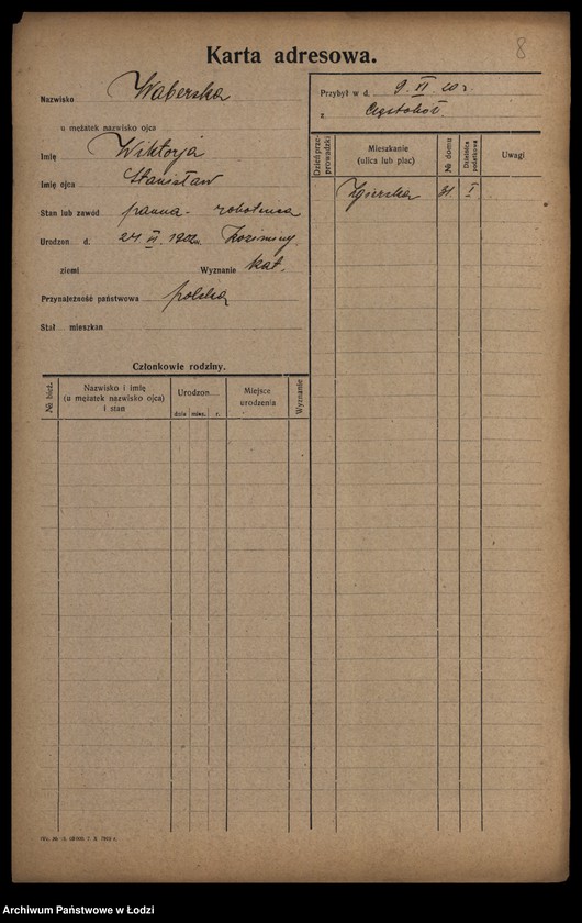 Obraz 10 z jednostki "[Spis ludności Łodzi] Wabdanowski - Wagman"
