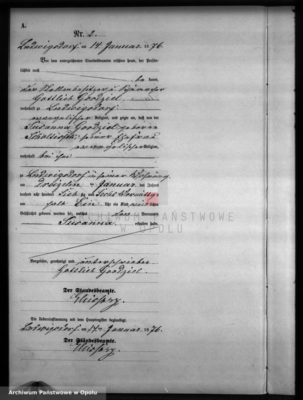 image.from.unit.number "Geburts-Neben-Register Standesamts Ludwigsdorf pro 1876"