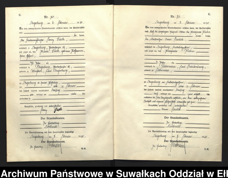 image.from.unit.number "C2. Sterbe - Register (Neben - Register) Standesamt Angerburg Ostpr. einschl. der Standesamtsbezirk Gross Strengeln, Kehlen und Prinowen"