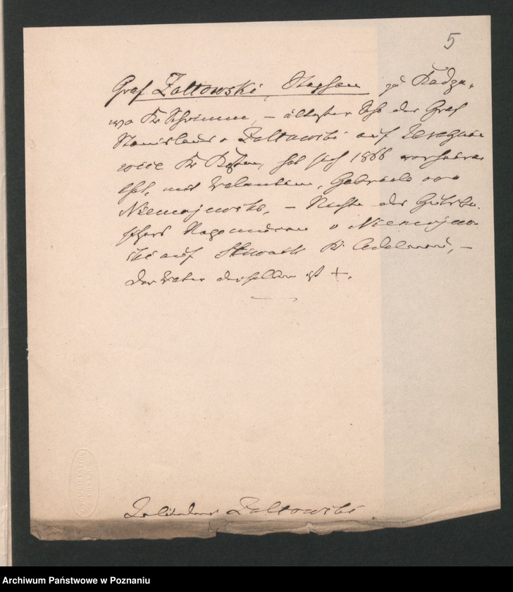 image.from.unit.number "A. betr. den Gutsbesitzer Adam von Zołtowski und den Graf Zołtowski Stephan"