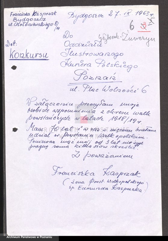 Obraz 16 z jednostki "Relacje i wspomnienia dotyczące powstania wielkopolskiego: 1. Żnin, powiat Żnin, województwo bydgoskie, 2. Żurczyn, powiat Szubin, województwo bydgoskie."