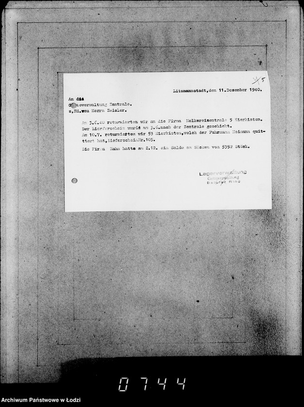 Obraz 9 z jednostki "[Zlecenia na dostawę dla ludności Getta artykułów spożywczych- ziemniaki, chleb, mąka, mięso- oraz zwrot opakowań]"