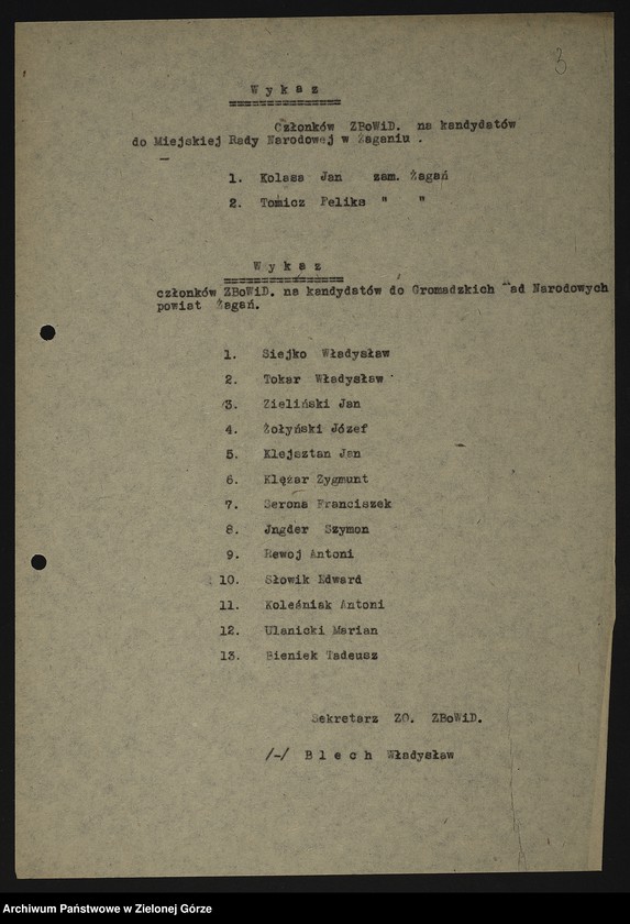 image.from.unit.number "Wykazy członków ZBoWiD wytypowanych na kandydatów do Rad Narodowych"