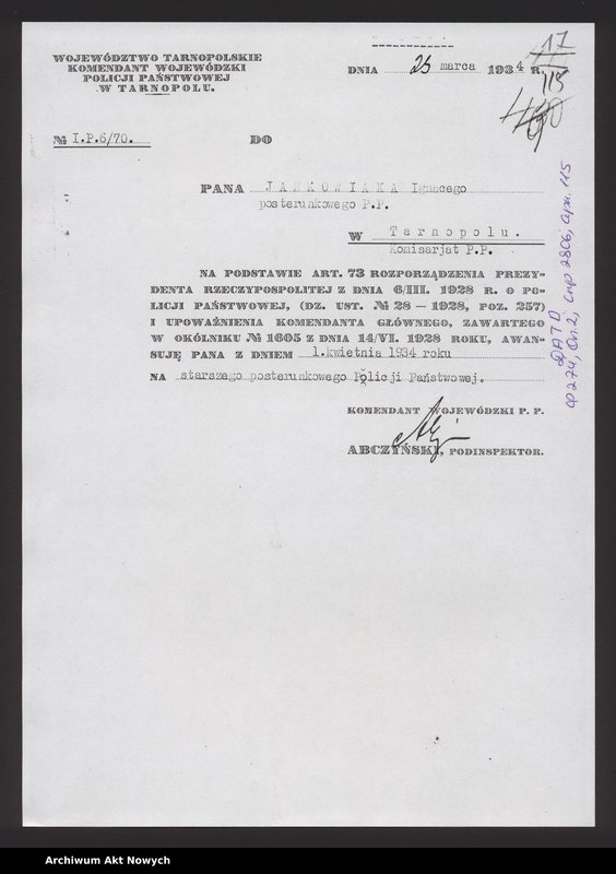 image.from.unit.number "Akta osobowe policjanta z województwa tarnopolskiego - Jankowiak Ignacy"