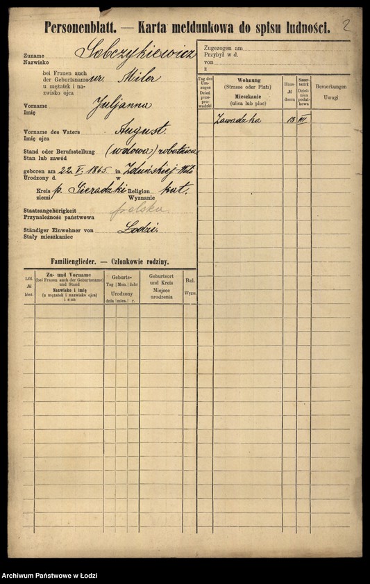 Obraz 4 z jednostki "[Spis ludności Łodzi] Sobczewska-Sobkowski"