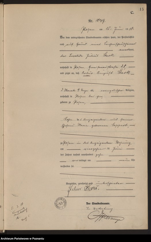 Obraz 16 z jednostki "Księga miejscowa zgonów tom III [Rejestr główny zgonów]"