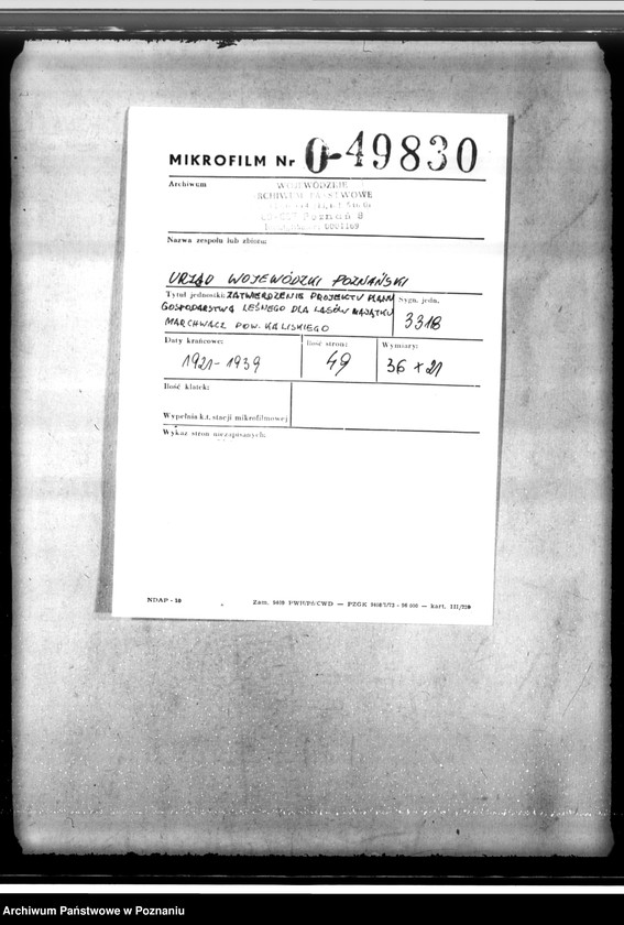 Obraz 2 z jednostki "Zatwierdzenie projektu planu gospodarstwa leśnego dla lasów majątku Marchwacz powiatu kaliskiego"