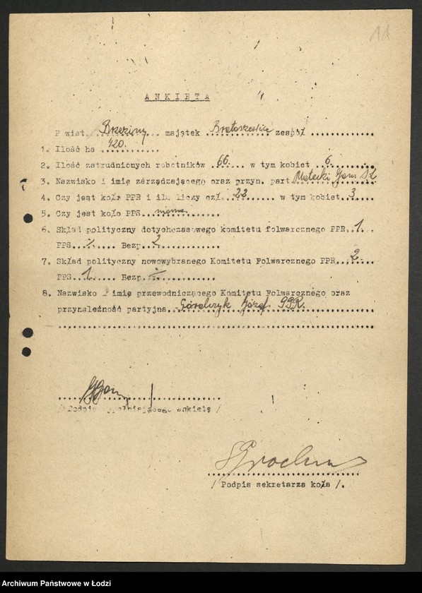 Obraz 12 z jednostki "Ankiety kół partyjnych w majątkach"