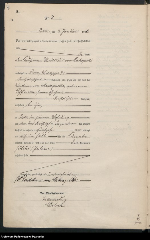 Obraz 6 z jednostki "Księga miejscowa urodzeń tom I [Rejestr główny urodzeń]"