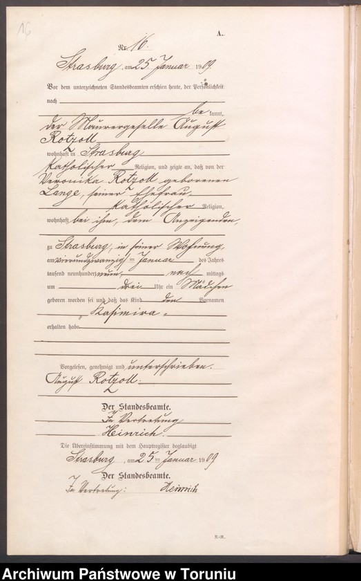 image.from.unit.number "Geburts Neben Register Starburg Stadt für das Jahr 1909"