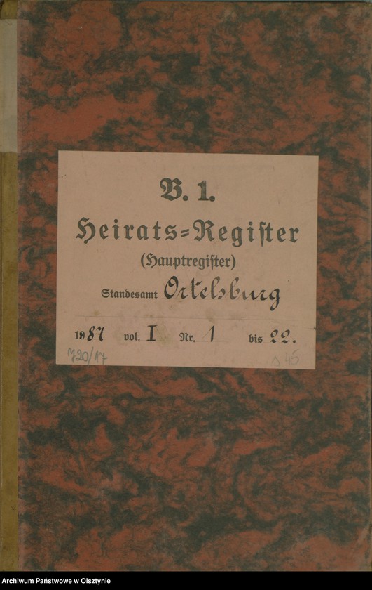 Obraz 2 z jednostki "Heiraths-Haupt-Register Nr 1 - 22"