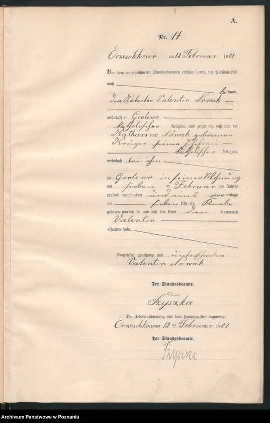 Obraz 20 z jednostki "Geburts-Neben-Register"