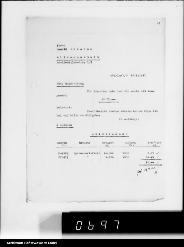 Obraz 19 z jednostki "Frachten Belastungen"