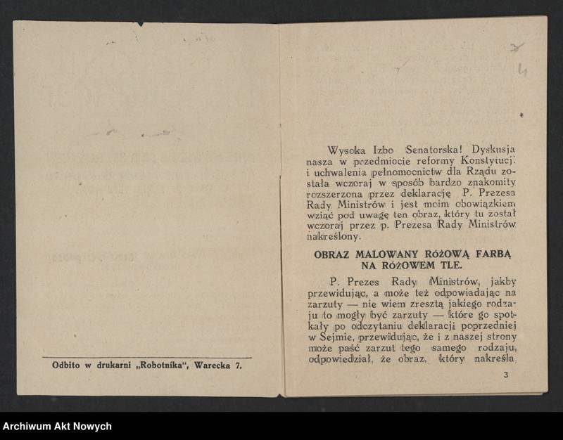 image.from.unit.number "Pozner Stanisław (Senator); Załączniki: S. Pozner - "W obronie demokracji". Przemówienie w Senacie w dn. 31 VII 1926 r.; L.1"