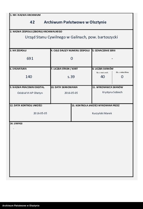 image.from.unit.number "Heirats-Neben-Register Nr 1 - 19 [ Księga małżeństw - wtóropis ]"