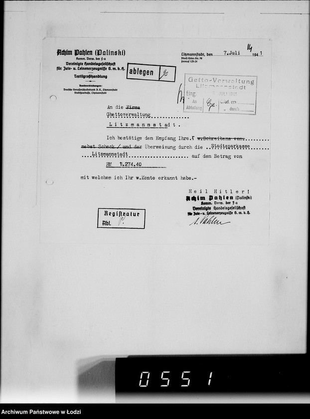 Obraz 18 z jednostki "[Korespondencja z urzędami, instytucjami i firmami] Lit.Pa-Qu"