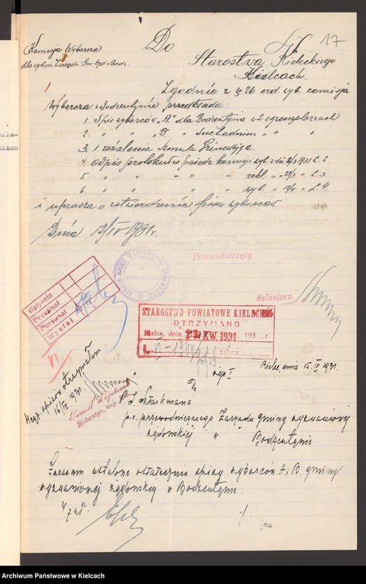 Obraz 19 z jednostki "Akta dot. wyborów do zarządu gminy wyznaniowej żydowskiej w Bodzentynie"