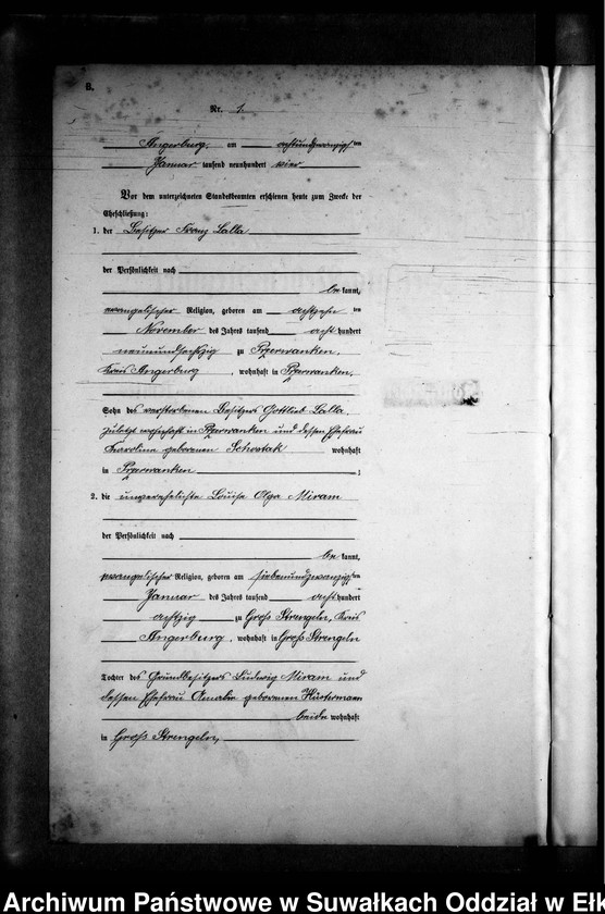 image.from.unit.number "Heirats-Neben-Register des Preussischen Standes-Amtes Gross Strengeln Kreis Angerburg"