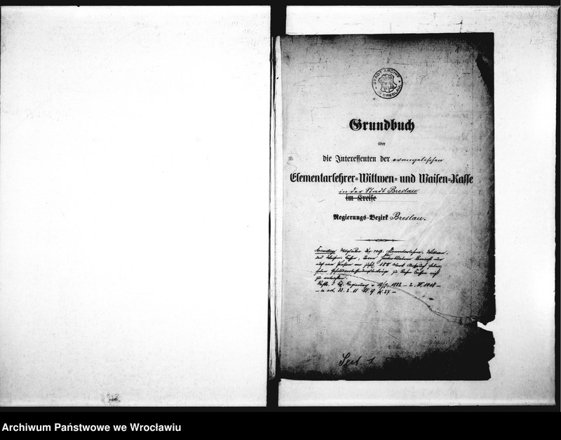 image.from.unit.number "Grundbuch über d. Interresenten d. ev. Elementarlehrer Witwen -u. Waisenkasse"