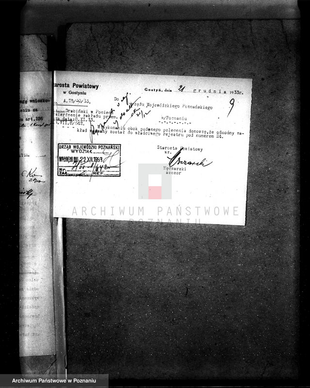 Obraz 13 z jednostki "Zatwierdzenie zakładu przemysłowego /tartak/ H. Drobińskiego w Poniecu pow. gostyński"