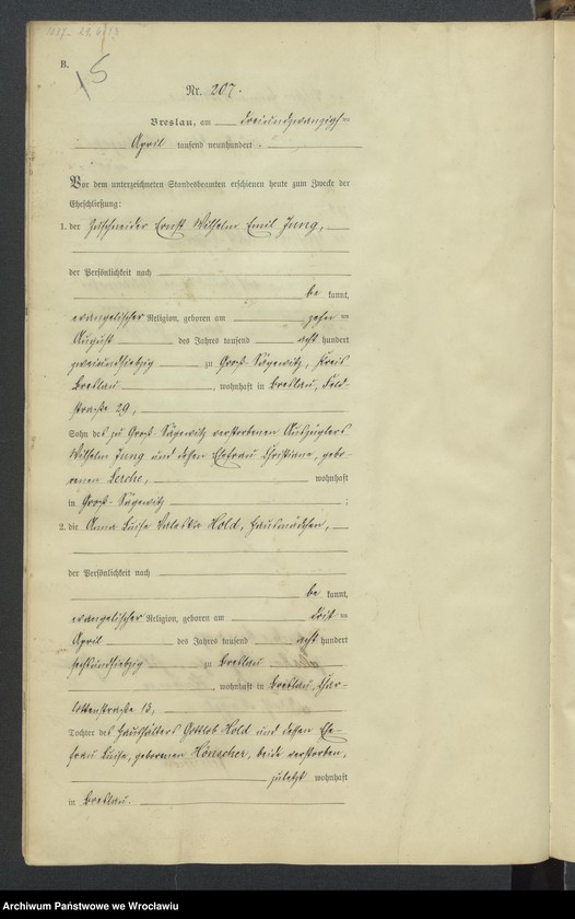 image.from.unit.number "Heiraths-Haupt-Register Breslau IV 1900 Band 2"