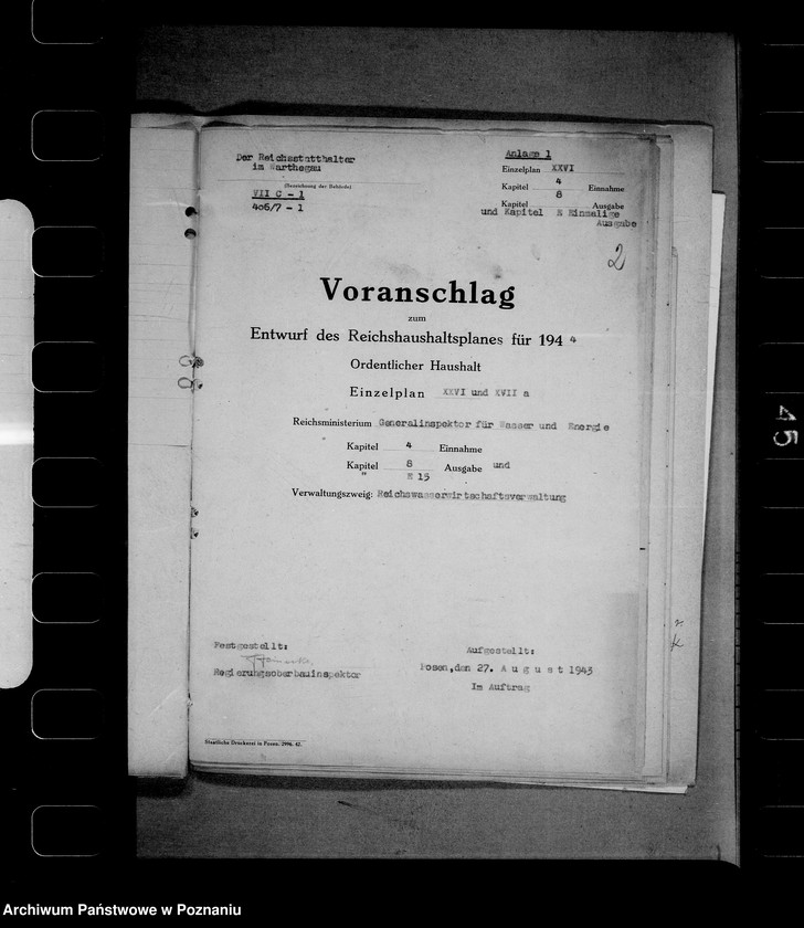 Obraz 6 z jednostki "Zapotrzebowanie kredytów dla Reichswasserwirtschaftsverwaltung"